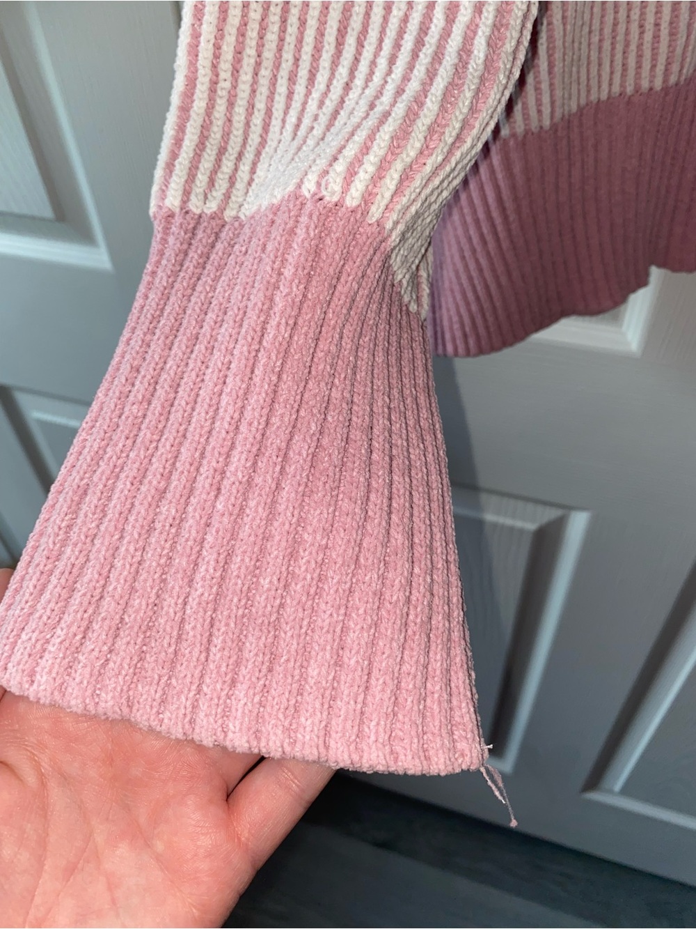Altar'd State Two-Tone Pink Ribbed Drop-Shoulder Sweater - Picture 5 of 5